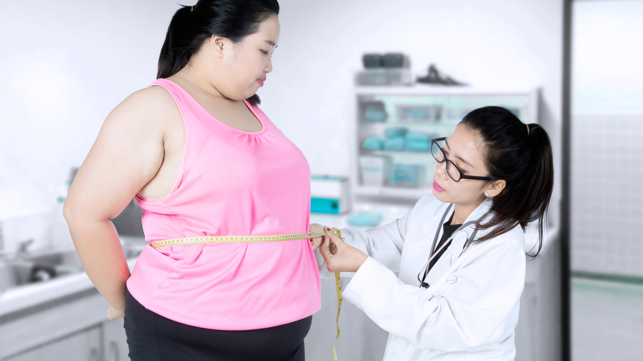 Bariatric surgery patient with doctor